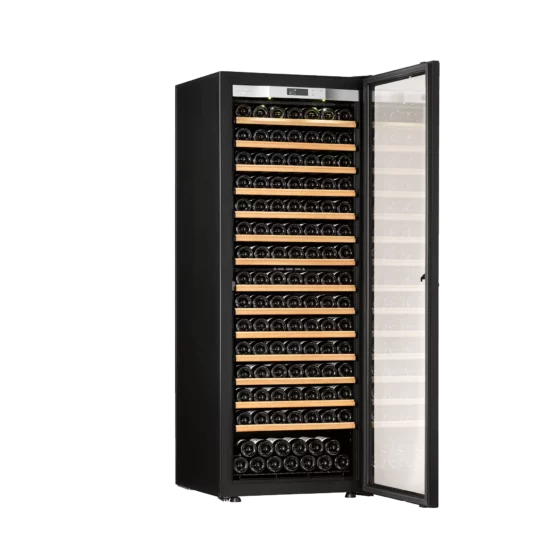 Wine cellar big capacity free-standing black with handle and black glass door