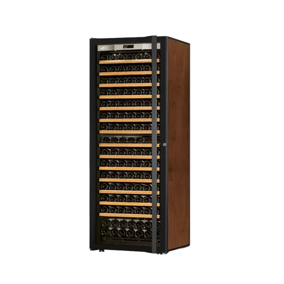 Design wine fridge big capacity free-standing tobacco with handle and black glass door