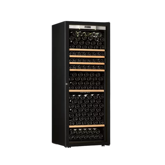 Design wine cellar big capacity free-standing black with black glass door