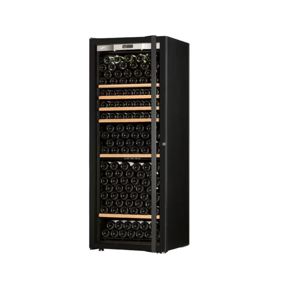Design wine cellar big capacity free-standing black with black glass door and handle