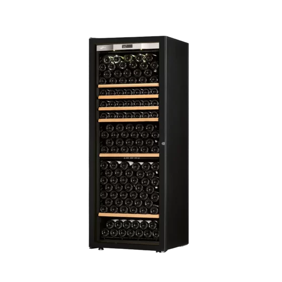 Design wine cellar big capacity free-standing black with black glass door