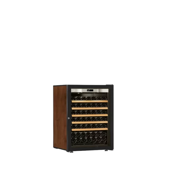 Design wine cellar small capacity free-standing black and tobacco