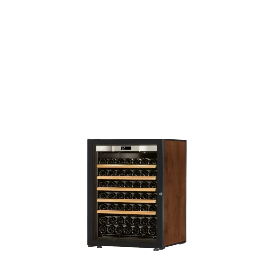 Design wine cellar small capacity free-standing black and tobacco