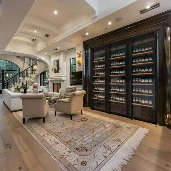 Design wine cellar with triple glass door, integretad light and big capacity